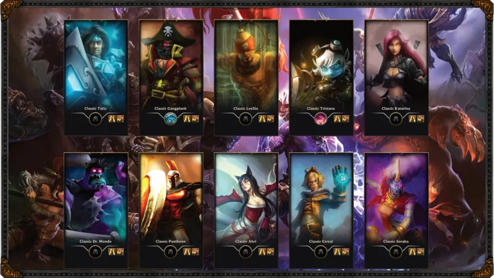 League Classic loading screen showing ten champion portraits